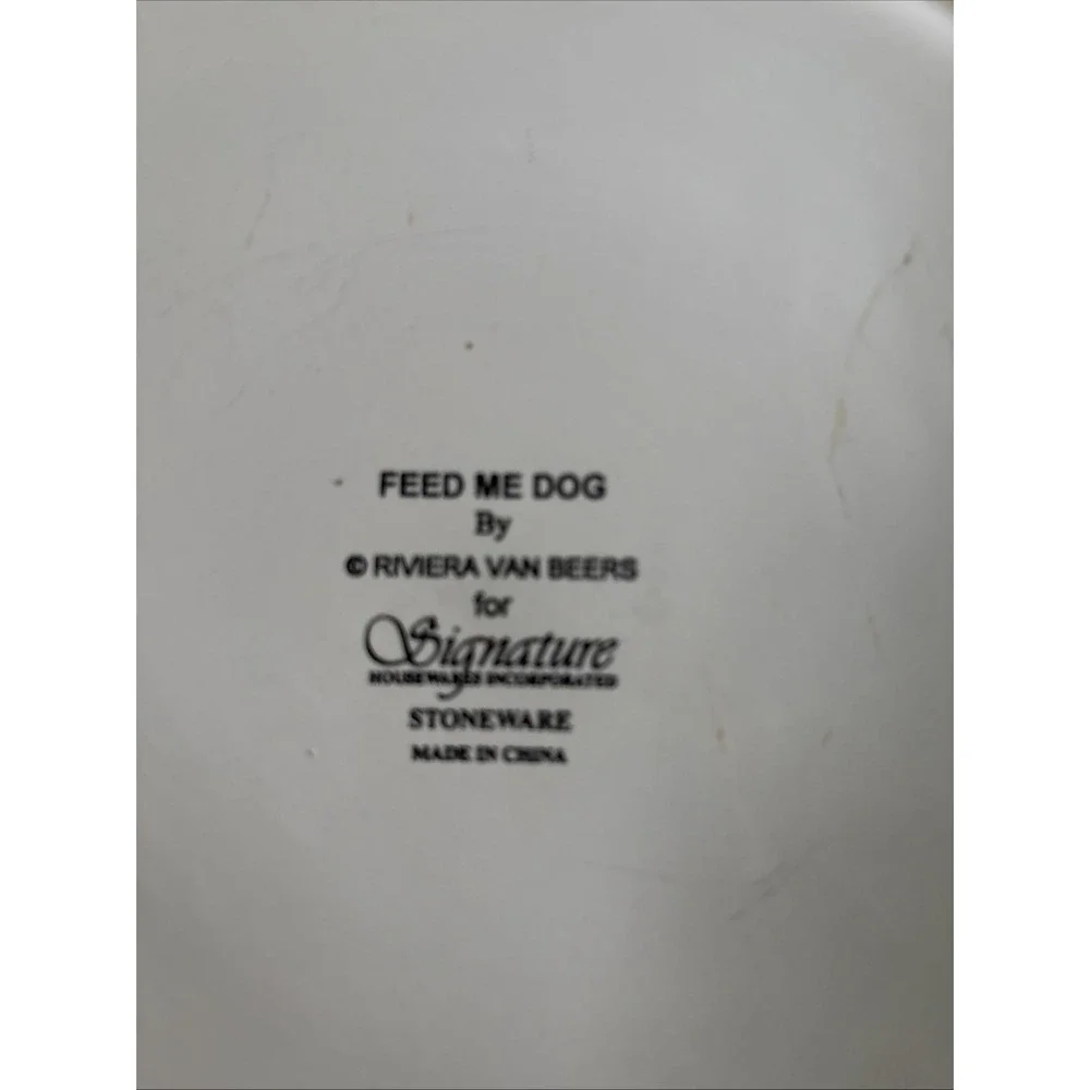 Signature Riviera Van Beers: FEED ME Jumbo Dog Bowl White Bowl Red Yellow Blue